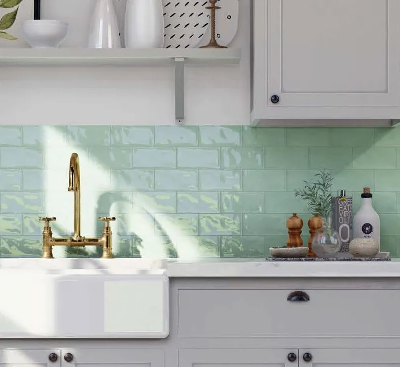 Jade Half Tile seagreen zeegroen turquoise visgraat tegel 7,5 x 15 cm per 0,5 m2 Gratis Retour