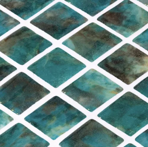 Populair Kensi turquoise glanzend mozaïek 2,5 x 2,5 cm per 2 m2