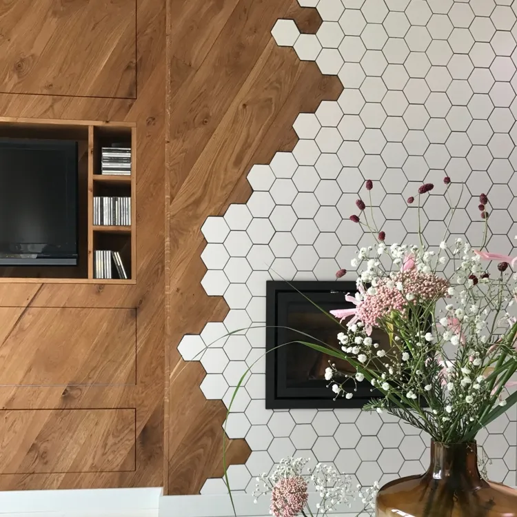 Finale Uitverkoop Luxor hexagon een mat wit tegeltje 10,7 x 12,4 cm per 0,5 m2