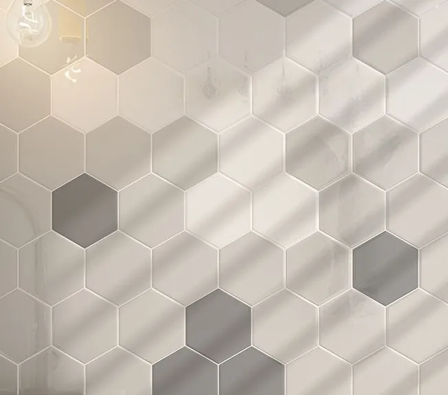 Luxor hexagon licht grijs glanzend tegeltje 10,7 x 12,4 cm per 0,5 m2 Gratis Retour