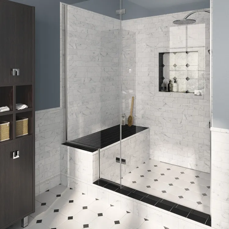 Marmer look half tile wit glans wandtegel 7,5 x 15 cm per m2 Fabrieksprijs