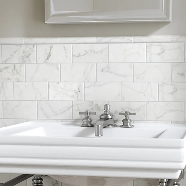 Marmer look half tile wit matte wandtegel 7,5 x 15 cm per 0,5 m2 Gereduceerde Prijs