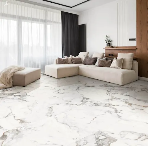 Flitsaanbieding marmerlook tegels glanzend met bruine aders 60,8 x 60,8 cm per 1,85 m2
