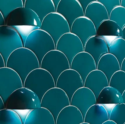 Mermaid green turquoise groene waaier vissenschub wandtegel 6,2 x 12,7 cm per 0,35 m2 Rechtstreeks Van De Fabrikant