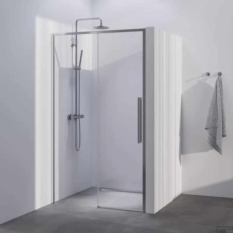 BRAUER Season nisdeur model B met schuifdeur helder glas 100x200 omkeerbaar incl. glascoating Season-RVS-kleurig Exclusieve Aanbieding