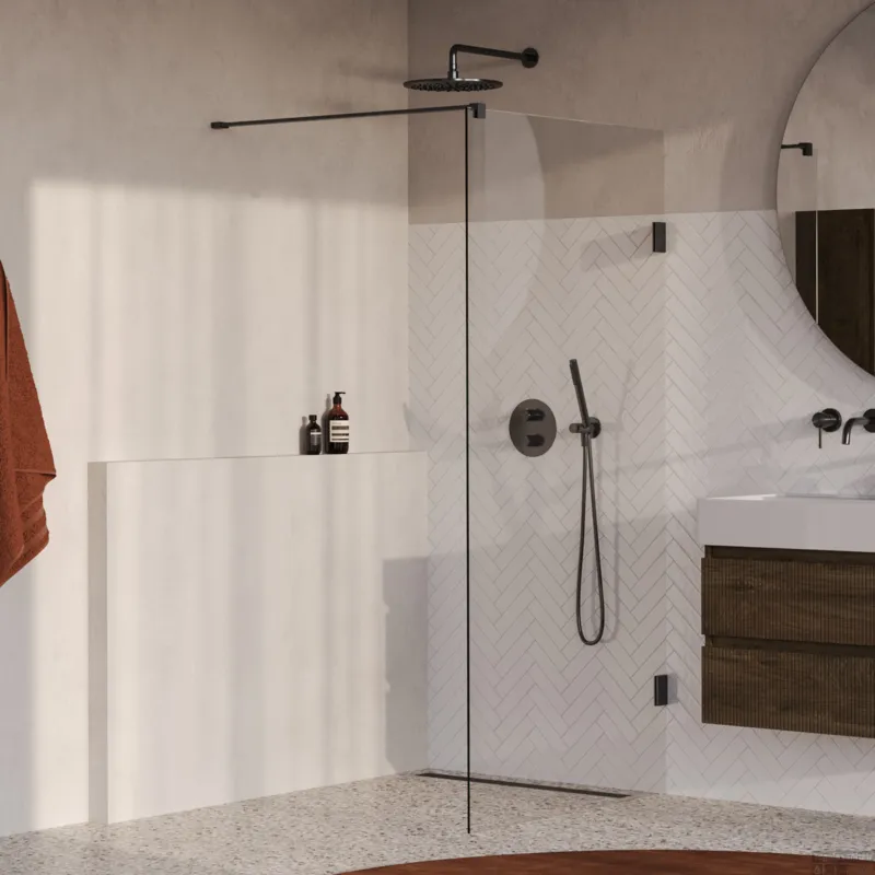 Laatste Versie BRAUER Void inloopdouche helder glas 100x200 incl. glascoating PVD gunmetal geborsteld