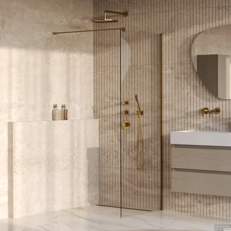 Beperkte Voorraad BRAUER Oblivion inloopdouche helder glas 70x200 incl. glascoating PVD goud geborsteld