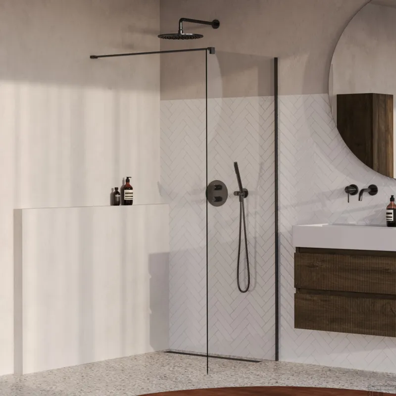 Gereduceerde Prijs BRAUER Oblivion inloopdouche helder glas 70x200 incl. glascoating PVD gunmetal geborsteld