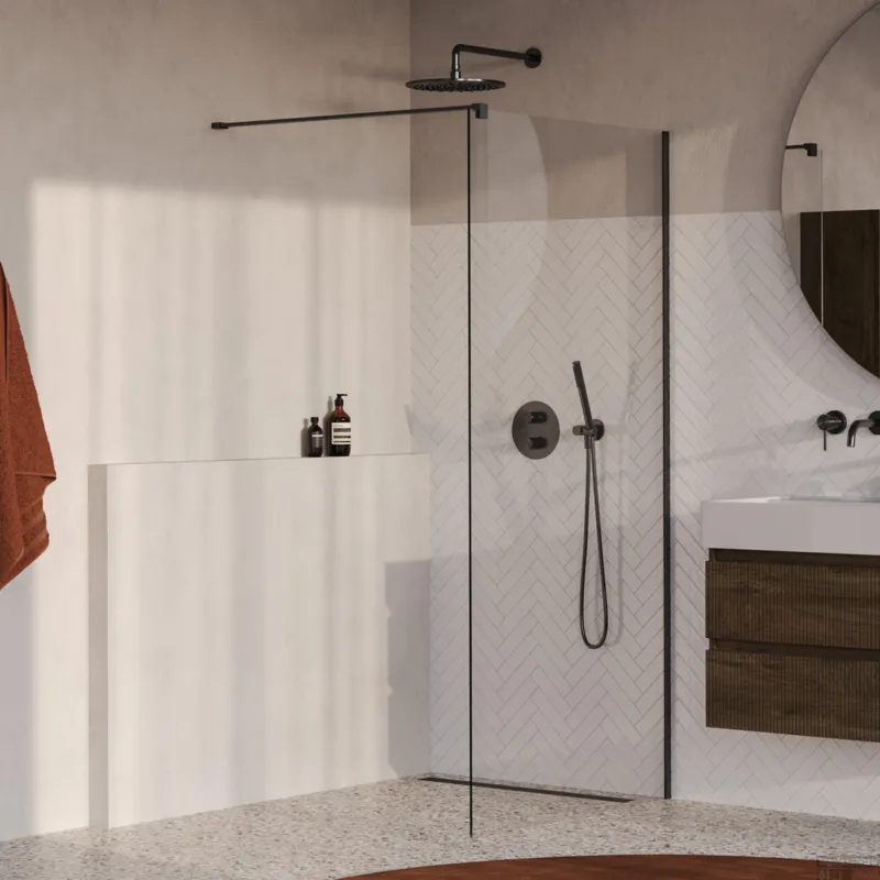 BRAUER Oblivion inloopdouche helder glas 90x200 incl. glascoating PVD gunmetal geborsteld Laatste Versie