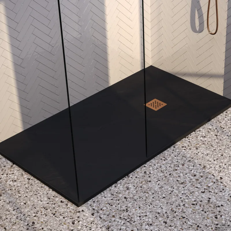 Shop Nu BRAUER Douchebak Asteroid 90x180 incl. antislip en antibacterieel mineraalmarmer mat zwart