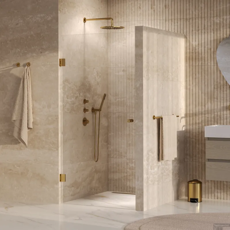 BRAUER Void Carving nisdeur helder glas 100x200 omkeerbaar incl. glascoating PVD goud geborsteld Koop Online