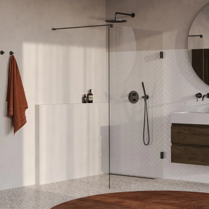 Fabrieksprijs BRAUER Void inloopdouche helder glas 110x200 incl. glascoating PVD gunmetal geborsteld