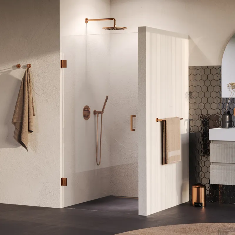 Laatste Versie BRAUER Void nisdeur helder glas 90x200 omkeerbaar incl. glascoating PVD koper geborsteld