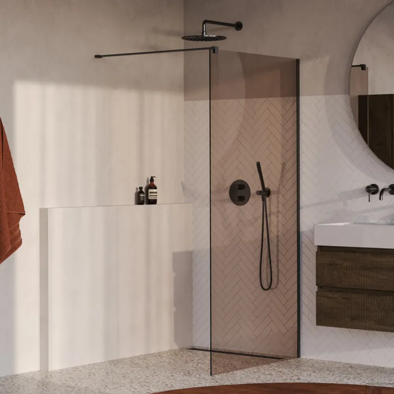 Laatste Versie BRAUER Oblivion inloopdouche brons glas 90x200 incl. glascoating PVD gunmetal geborsteld