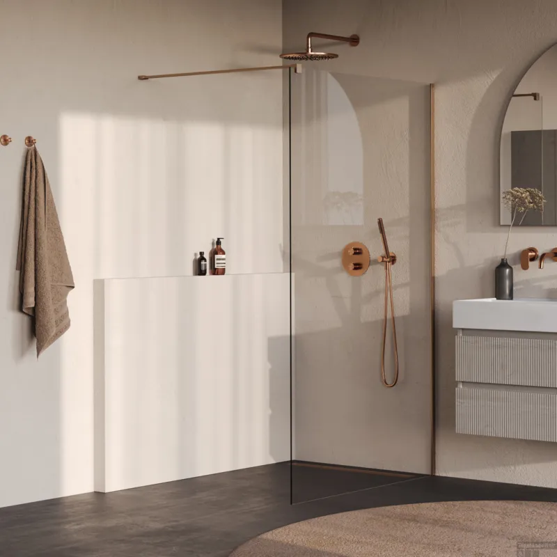 Bestseller BRAUER Oblivion inloopdouche helder glas 110x200 incl. glascoating PVD koper geborsteld