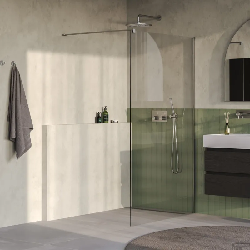 Premium BRAUER Oblivion inloopdouche helder glas 110x200 incl. glascoating PVD RVS-kleurig geborsteld