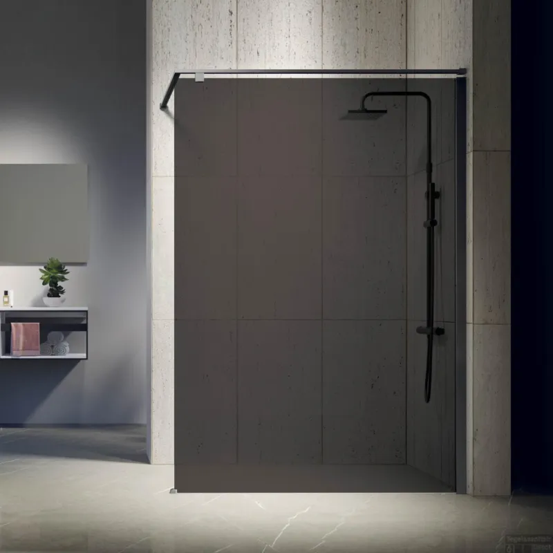 Beperkt Aanbod Inloopdouche Novellini Kuadra met Grijs Rookglas 70x200 cm Mat Zwart Profiel