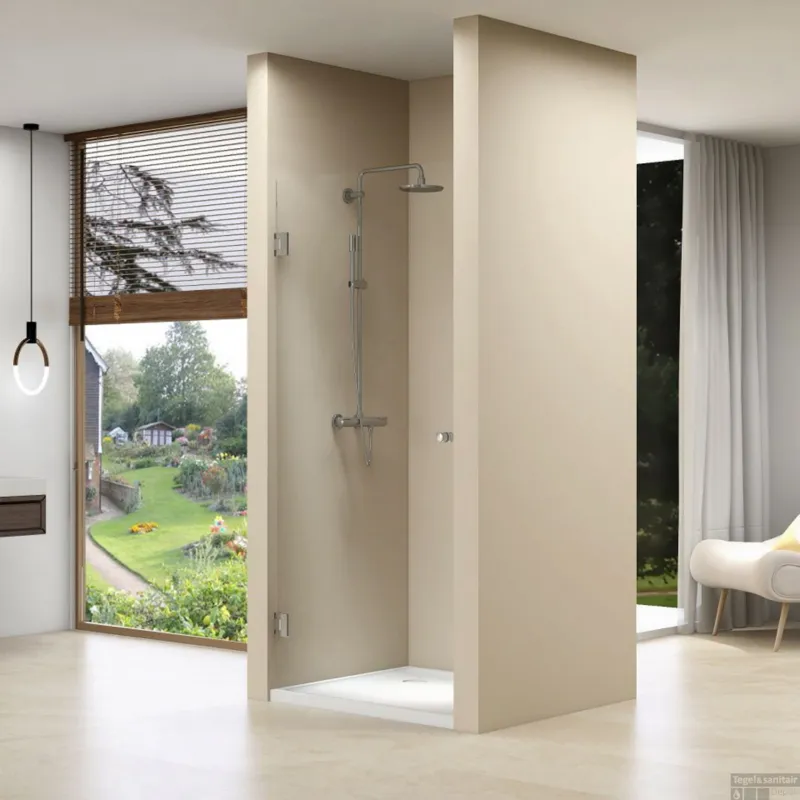 Finale Uitverkoop Nisdeur Van Rijn ST01 Profielloos 70x200 cm Helder Glas 8 mm RVS