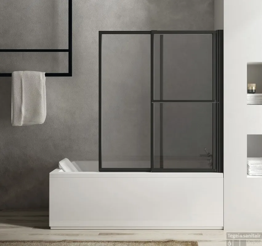 Vouwbare Badwand Sapho Olbia 123 cm Zwart Mat Dagaanbieding