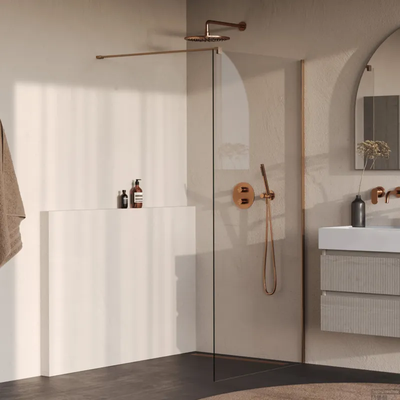 Alleen Vandaag BRAUER Oblivion inloopdouche helder glas 100x200 incl. glascoating PVD koper geborsteld