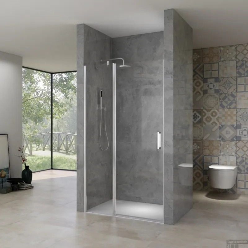 Nisdeur Van Rijn ST02 78x200 cm Draaideur 6 mm Met Vaste Wand 8mm Chroom Bestseller