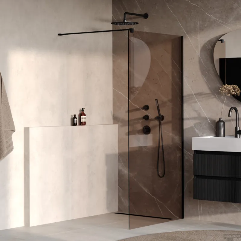 Beperkt Aanbod BRAUER Oblivion inloopdouche brons glas 100x200 incl. glascoating mat zwart