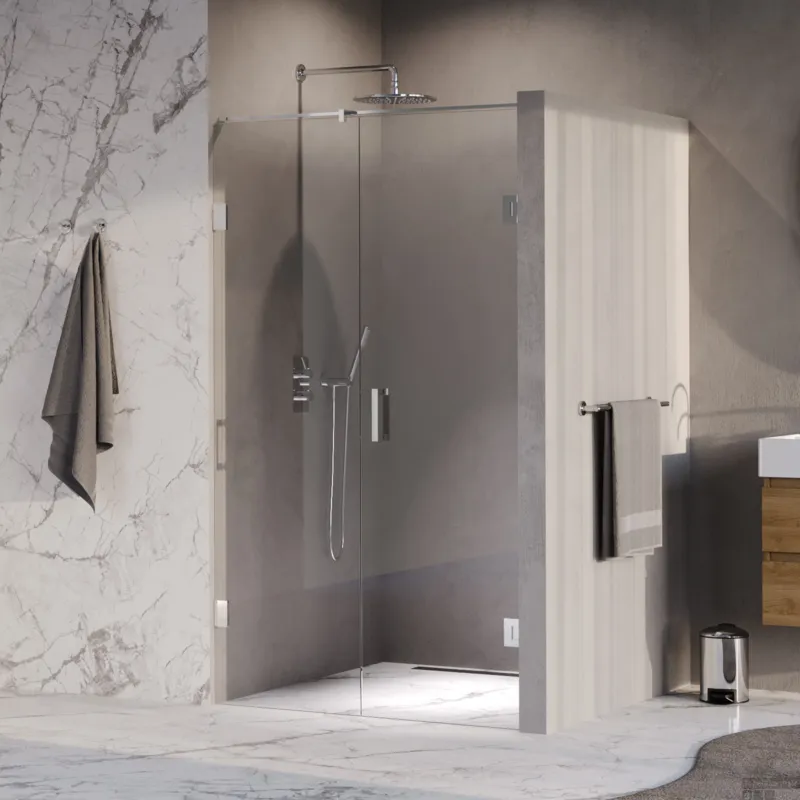 BRAUER Void nisdeur 2-delig helder glas 110x200 omkeerbaar met draaideur 60 aan muur incl. glascoating chroom Lage Prijs