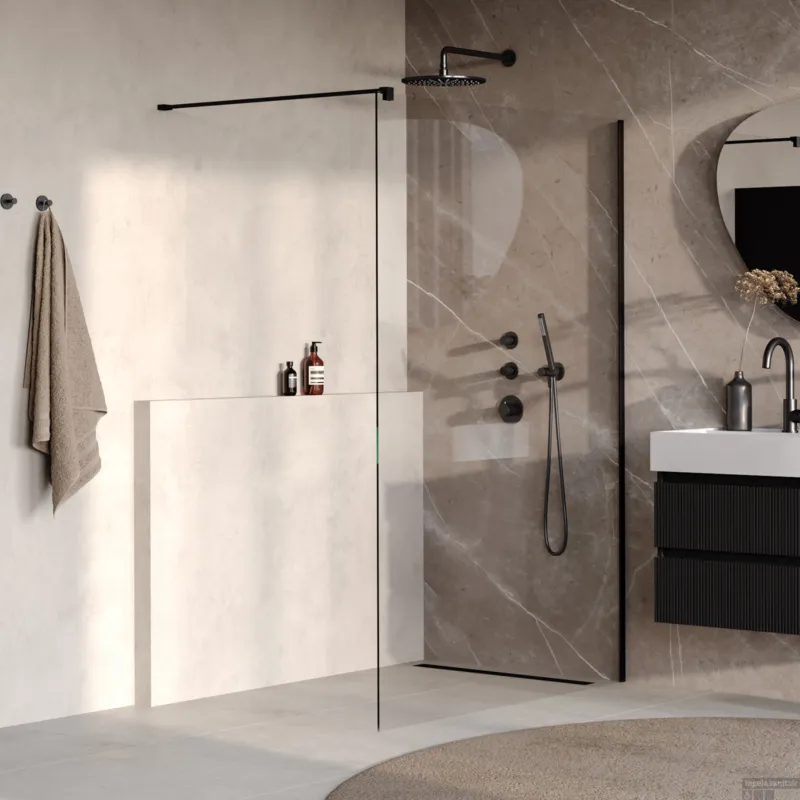 Rechtstreeks Van De Fabrikant BRAUER Oblivion inloopdouche helder glas 130x200 incl. glascoating mat zwart