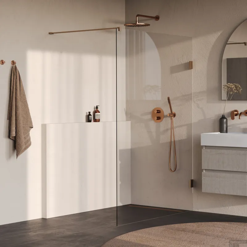 Nieuw BRAUER Void inloopdouche helder glas 140x200 incl. glascoating PVD koper geborsteld
