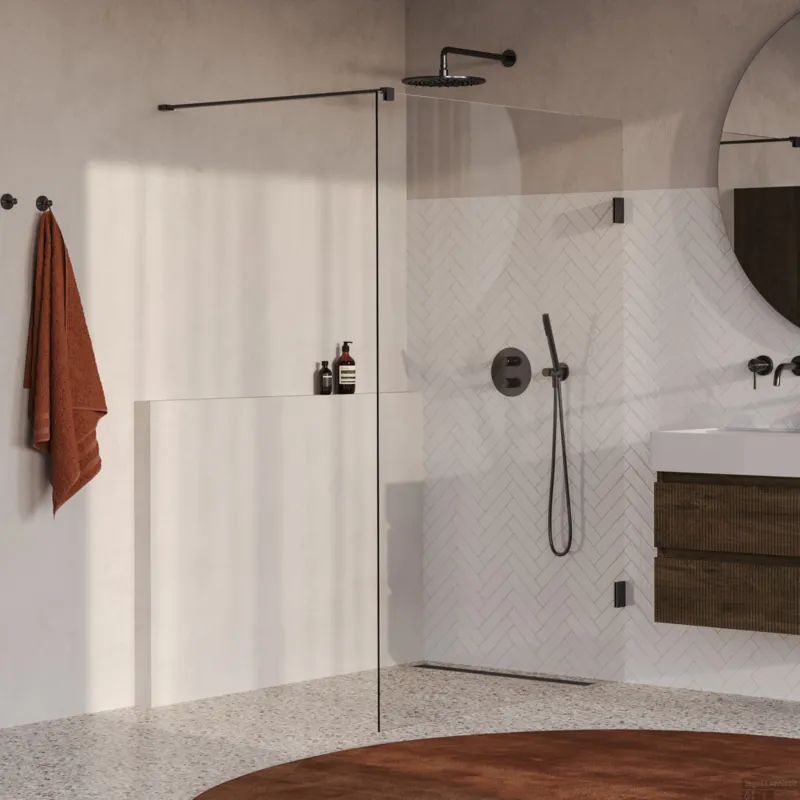 Beste Prijs BRAUER Void inloopdouche helder glas 140x200 incl. glascoating PVD gunmetal geborsteld