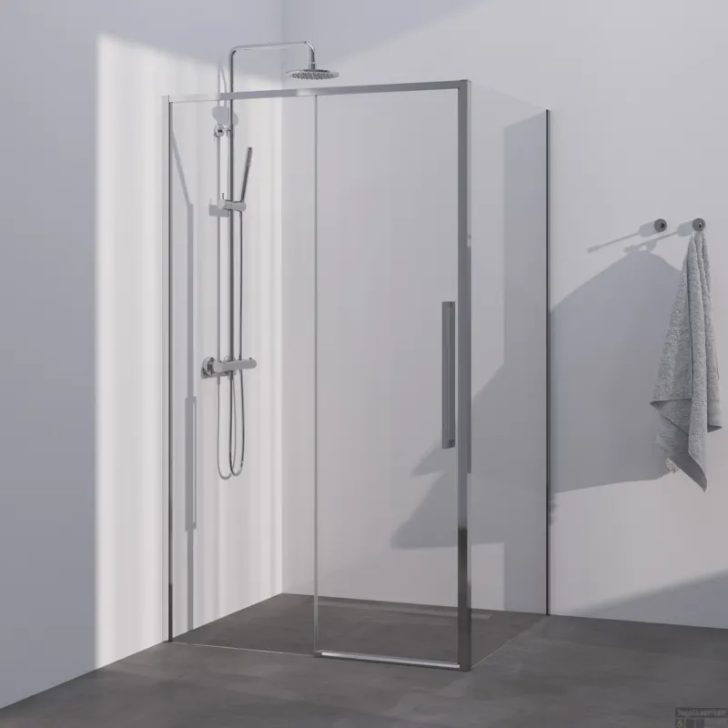 Snelle Levering BRAUER Season douchecabine model B met schuifdeur helder glas 100x100x200 omkeerbaar incl. glascoating Season-Chroom