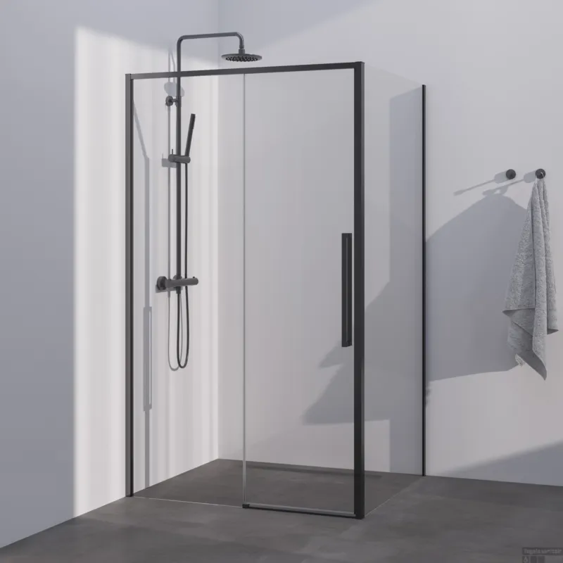 Beperkt Aanbod BRAUER Season douchecabine model B met schuifdeur helder glas 100x100x200 omkeerbaar incl. glascoating Season-Mat Zwart