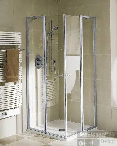 Kermi Ibiza Hoekinstap Helft 100cm.li.onder/boven Profielloos Matzilver-helder Glas Aanbieding