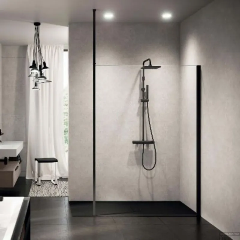 Koopje Inloopdouche Novellini Kuadra H 130x200 cm Helder Glas Mat Zwart Profiel