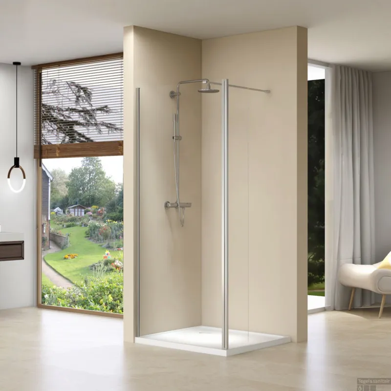 Inloopdouche Van Rijn ST01 Met Scharnierend Zijwand Helder Glas 110-30x200 cm 8 mm Chroom Beperkte Voorraad