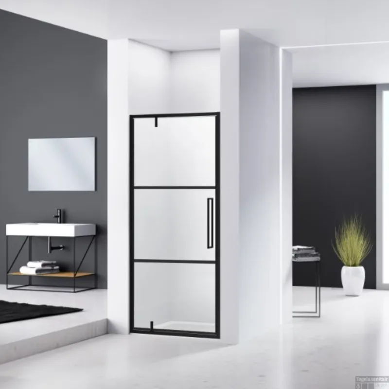 Nisdeur Van Rijn ST04 Aluminium Profiel 6 mm Helder Glas 90x200 cm Zwart Frame Finale Uitverkoop