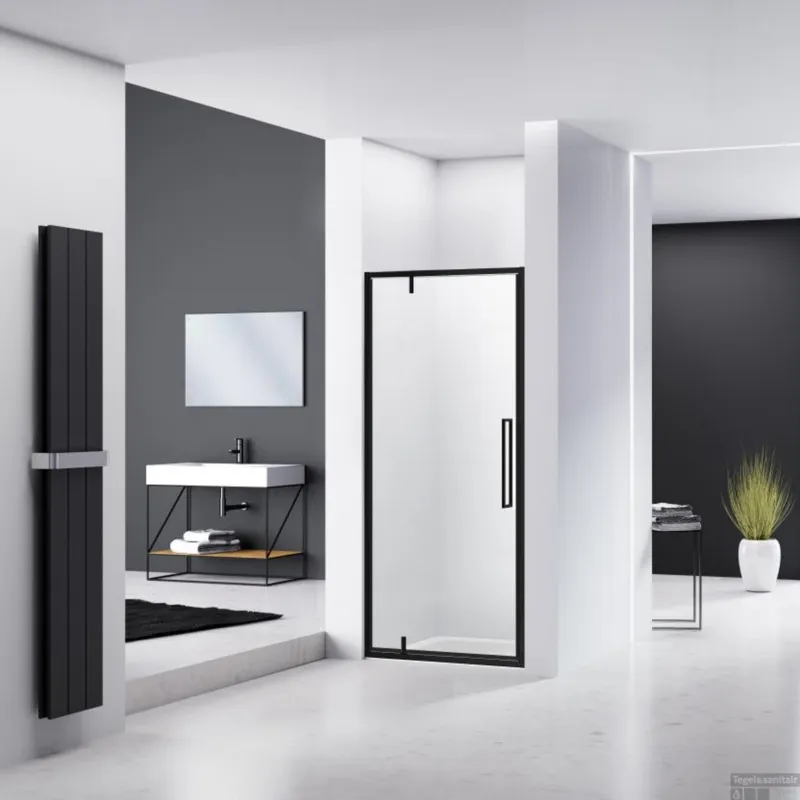 Speciale Aanbieding Nisdeur Van Rijn ST04 Helder Glas 6 mm incl. Glasbehandeling Omkeerbaar 6 mm 90x200 cm Mat Zwart
