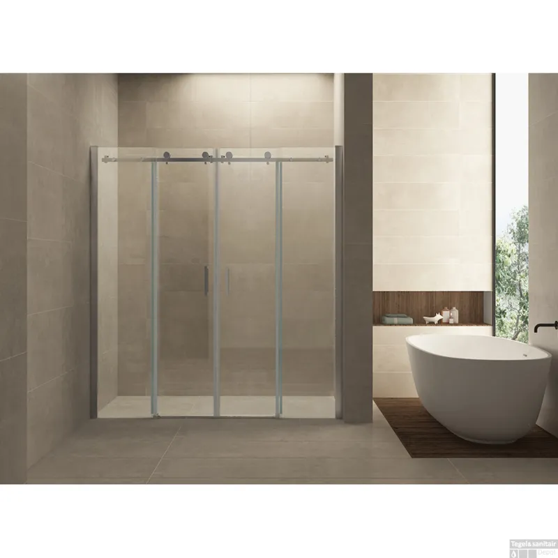 Wiesbaden Douchedeur Schuifbaar 4-Delig 180x200cm 8mm Nano coating glas Chroom Nisdeur Beperkt Aanbod