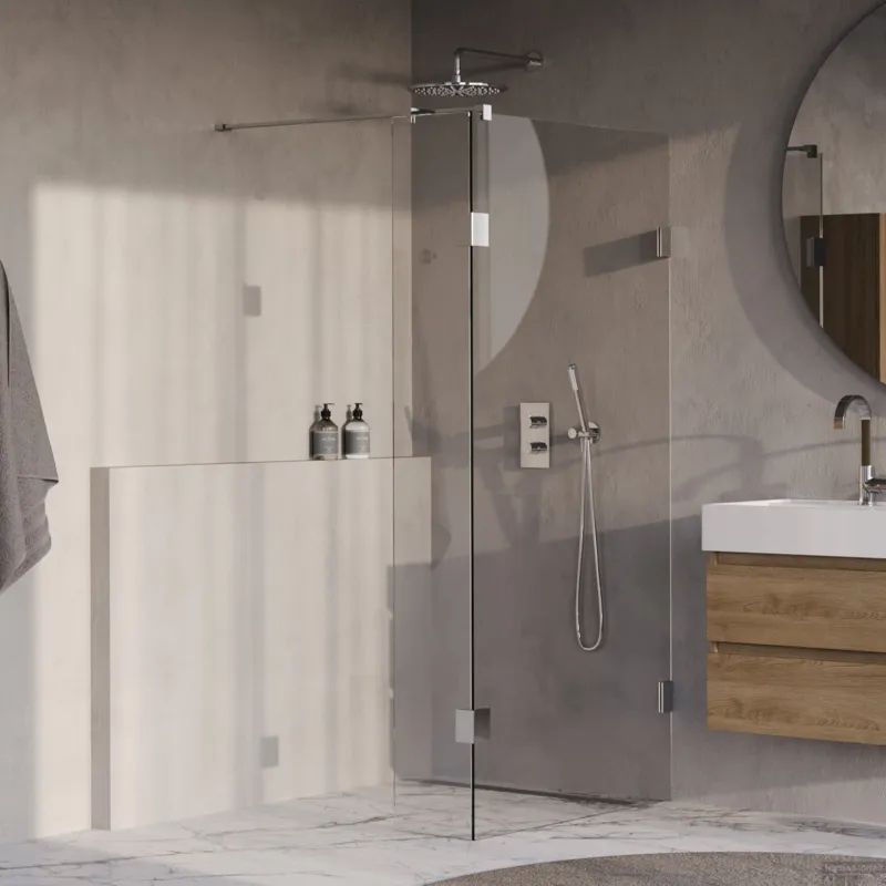 Hoge Kwaliteit BRAUER Void inloopdouche helder glas 100x200 met 40 zijwand incl. glascoating chroom