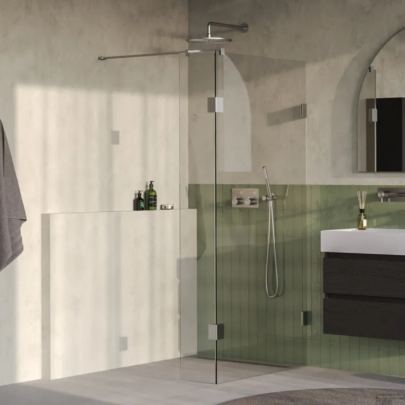 BRAUER Void inloopdouche helder glas 100x200 met 40 zijwand incl. glascoating PVD RVS-kleurig geborsteld Shop Nu
