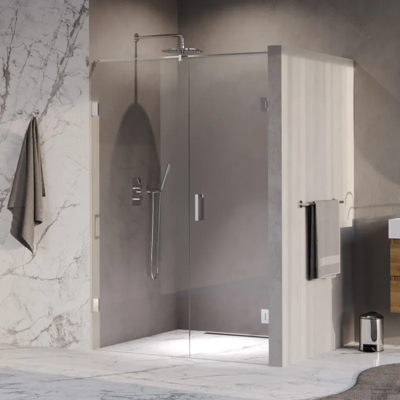 Hete Deal BRAUER Void nisdeur 2-delig helder glas 140x200 omkeerbaar met draaideur 70 aan muur incl. glascoating chroom