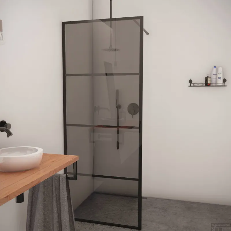 BWS Inloopdouche Smoke Frame NANO Rookglas Mat Zwart Raster (drie verschillende maten) Goedkoop