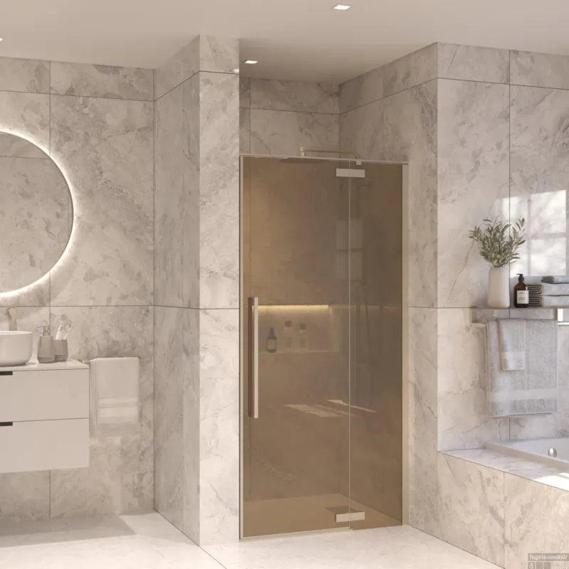 Nisdeur Set Sanivo Vigo Champagne Glas 90x200 RVS Look Direct Verzonden