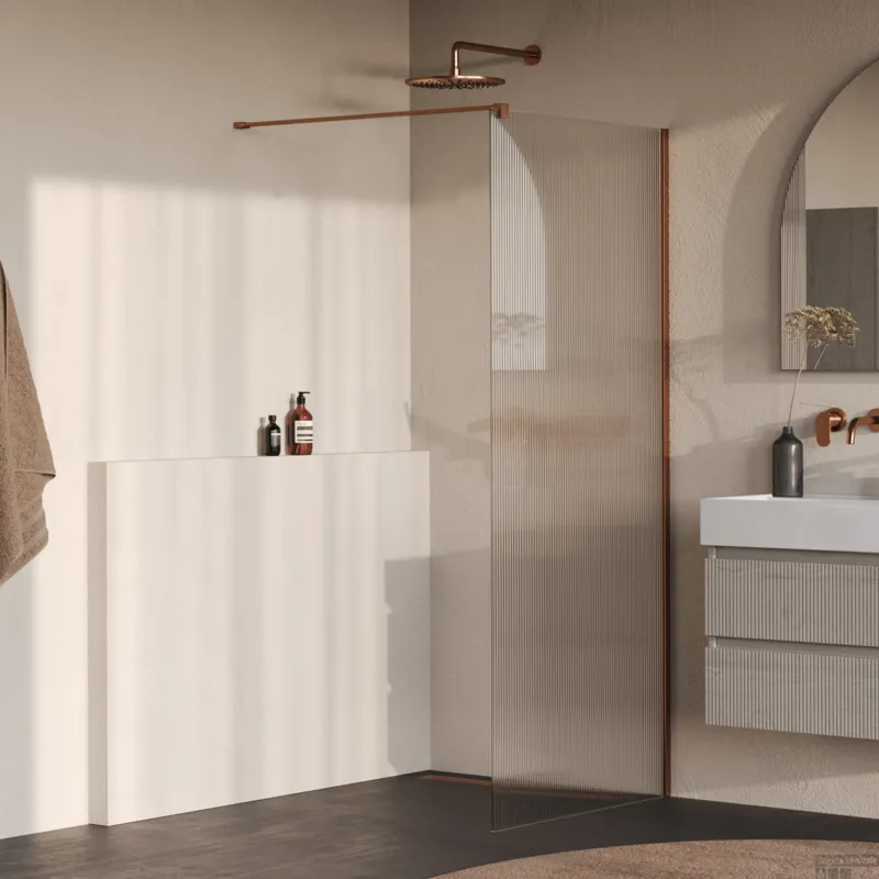 Nieuw BRAUER Oblivion Flow inloopdouche helder ribbelglas 100x200 incl. glascoating Geborsteld Koper PVD