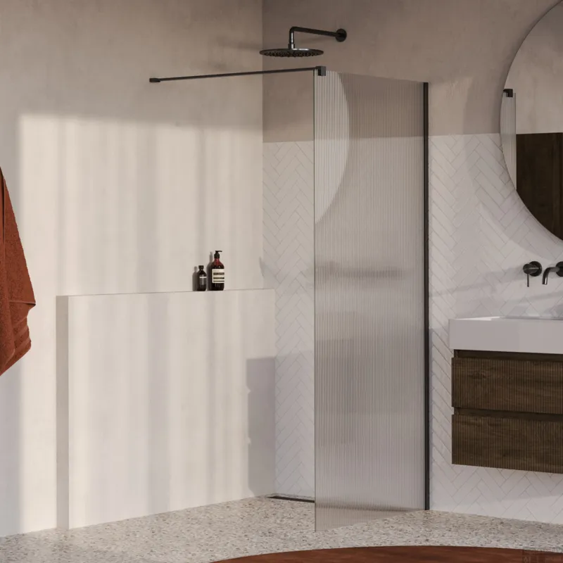 Merkproduct BRAUER Oblivion Flow inloopdouche helder ribbelglas 100x200 incl. glascoating Geborsteld Gunmetal PVD