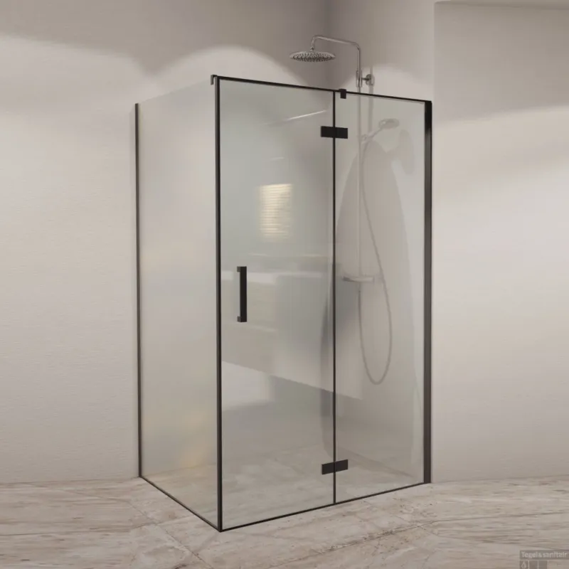 Superprijs Douchecabine BWS PC NIZ 90x... cm 8mm Veiligheidsglas NANO Coating Mat Zwart