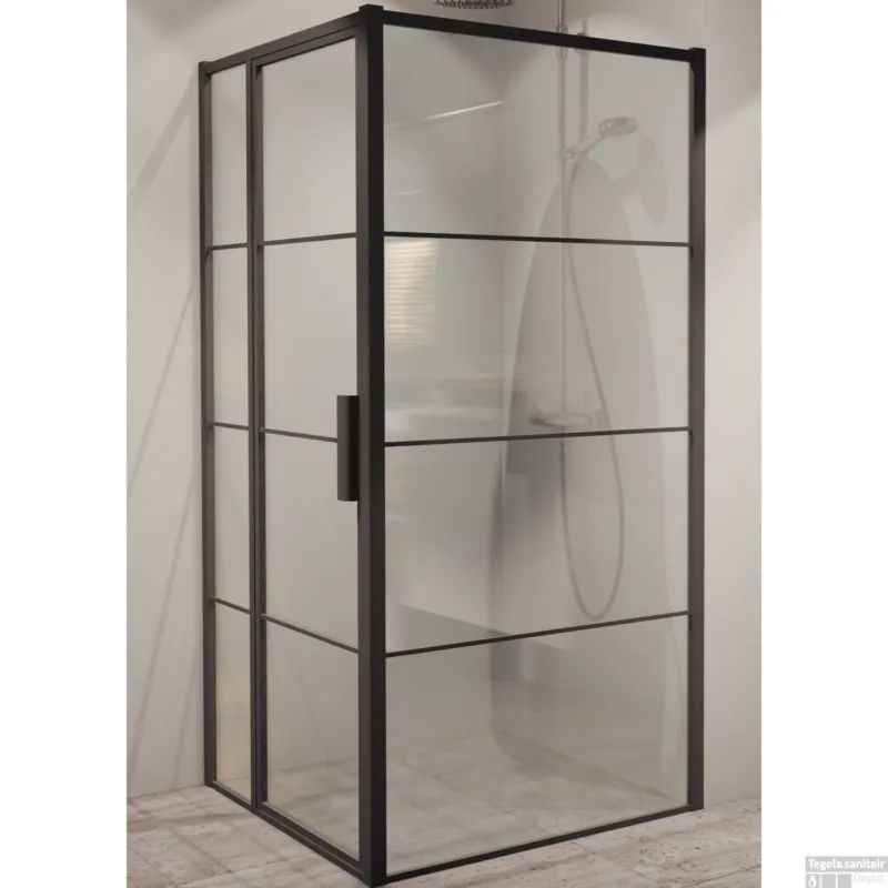BWS Douchecabine Frame 78x79 cm 8 mm NANO Glas Mat Zwart Fabrieksprijs