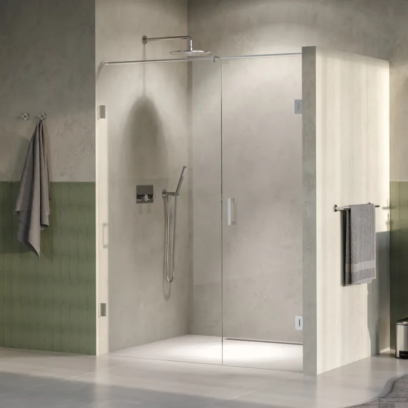BRAUER Void nisdeur 2-delig helder glas 160x200 omkeerbaar met draaideur 70 aan muur incl. glascoating PVD RVS-kleurig Bestseller