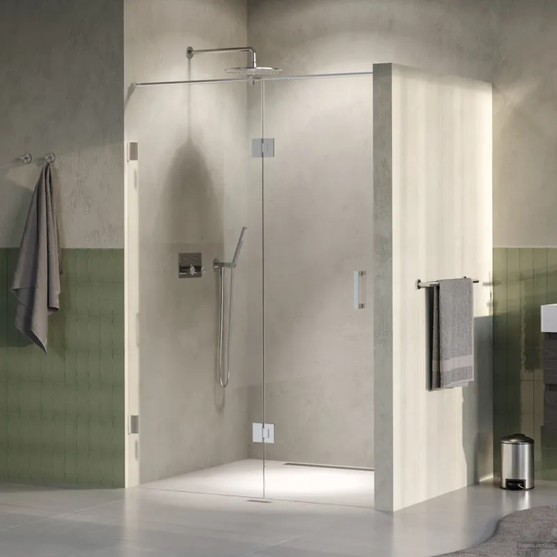 BRAUER Void nisdeur 2-delig helder glas 140x200 omkeerbaar met draaideur 70 aan glas incl. glascoating PVD RVS-kleurig Rechtstreeks Van De Fabrikant