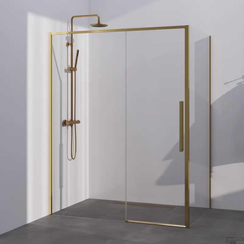 BRAUER Season douchecabine model B met schuifdeur helder glas 160x80x200 omkeerbaar incl. glascoating Season-Goud Laatste Versie